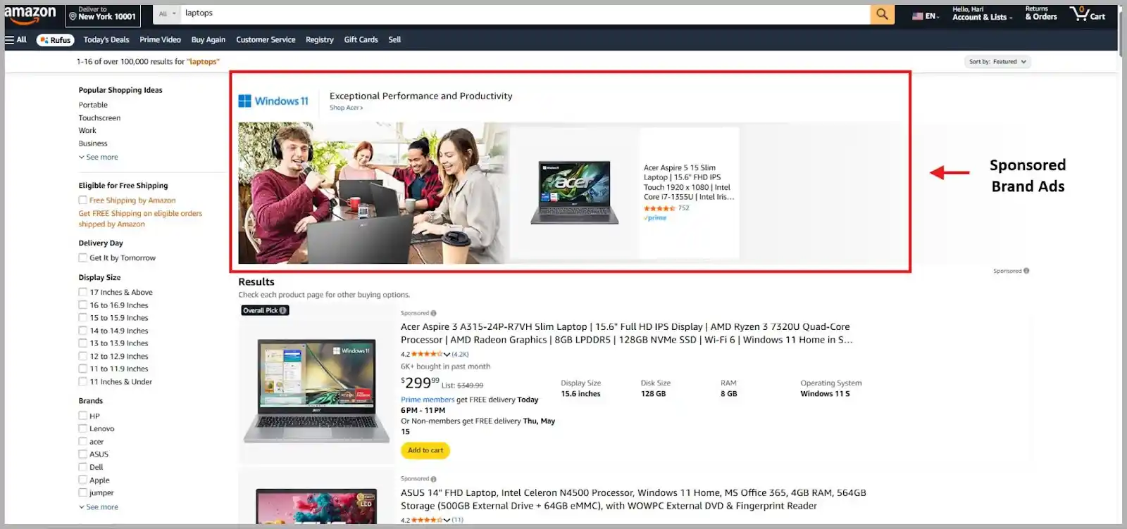 A screengrab of sponsored brand ad on Amazon @@ A screengrab of sponsored brand ad on Amazon