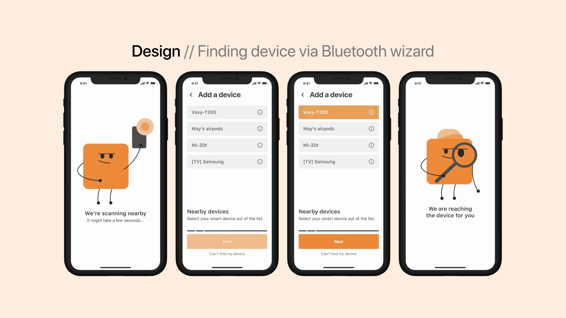 Design - Finding device via Bluetooth wizard