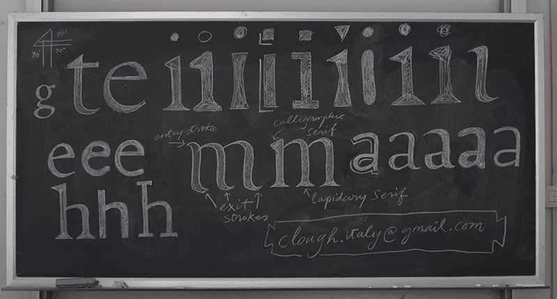 black board with white type