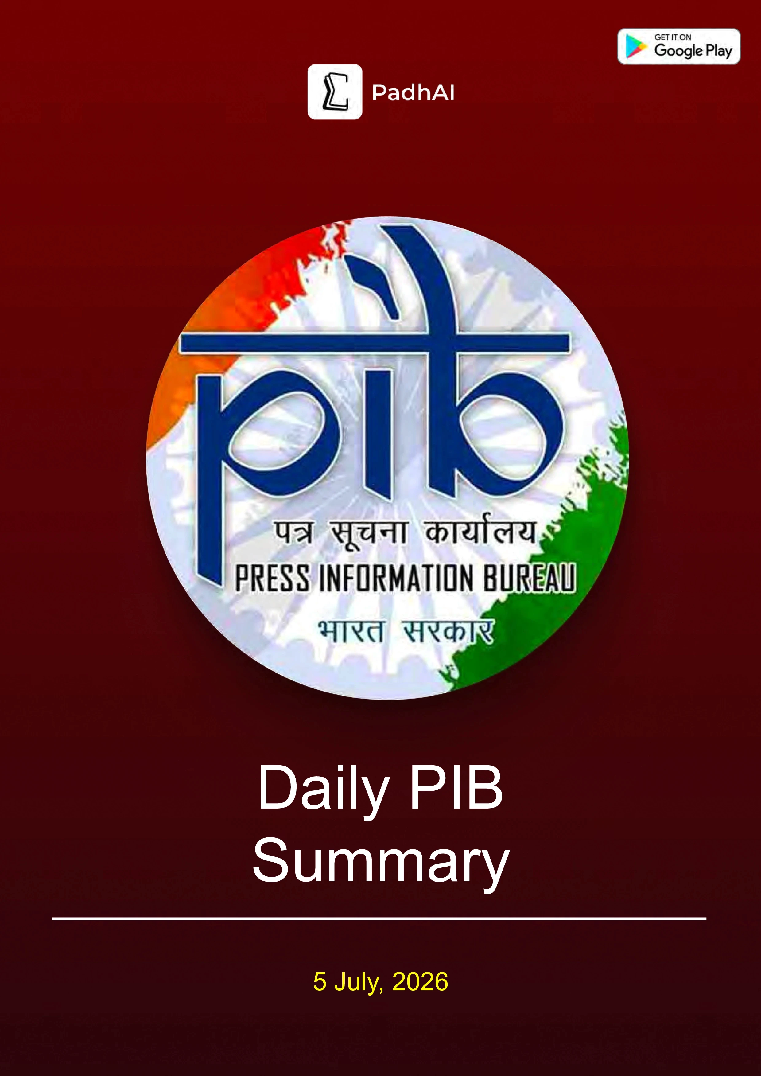 5th July, 2026 Daily PIB Summary Donwload