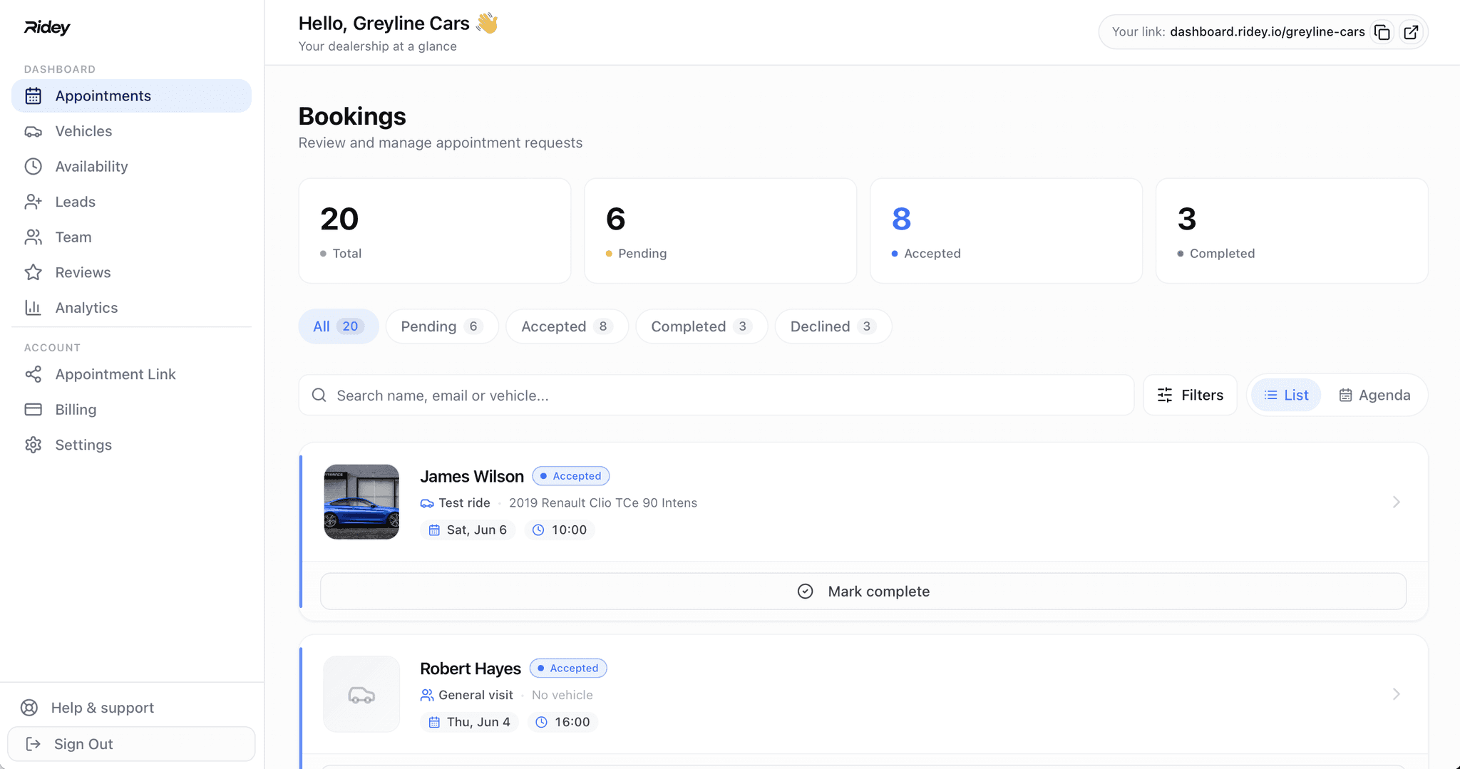 An image of Dreelio's dashboard
