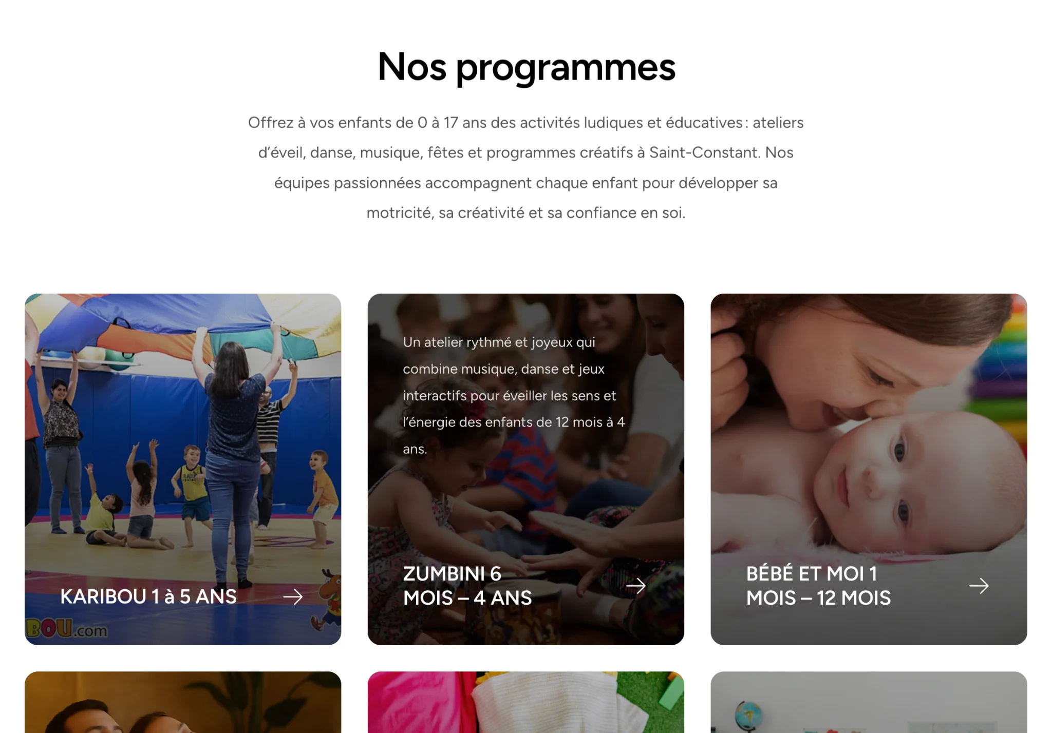 Programmes éducatifs Kidibulle à Saint-Constant, ateliers créatifs et activités ludiques pour enfants de 0 à 5 ans favorisant le développement et la motricité.
