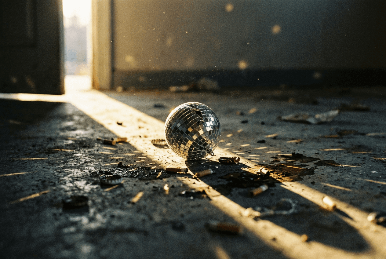Silhouettes of people in a dimly lit space, creating an eerie and mysterious atmosphere.