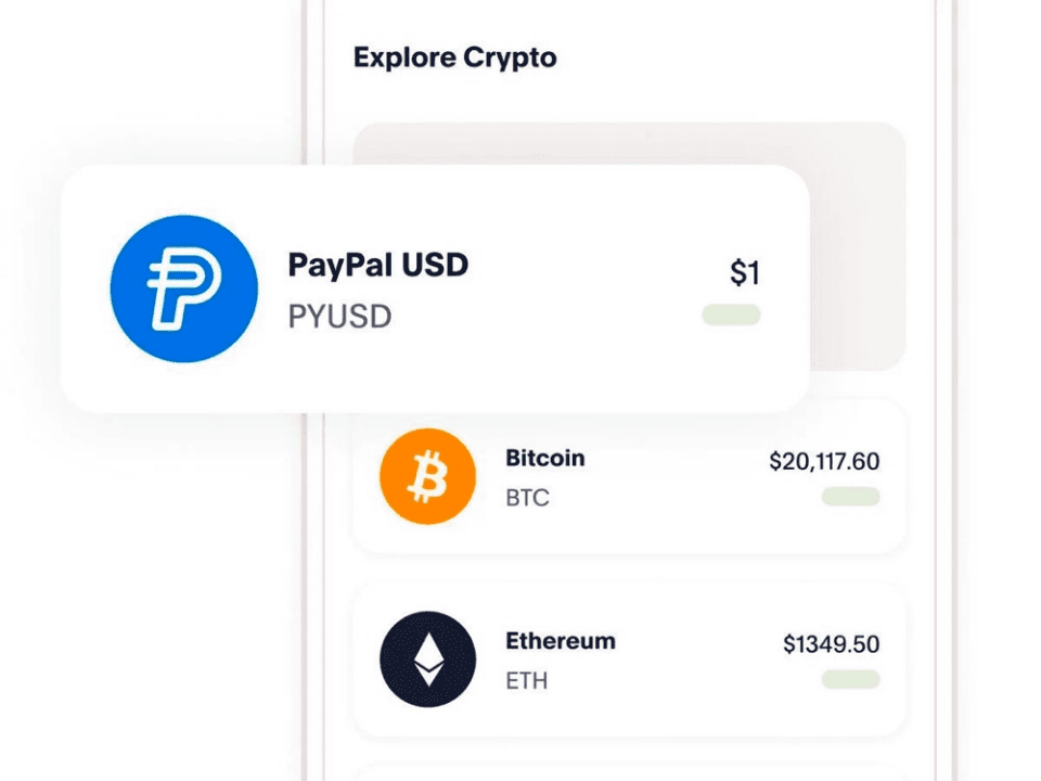 Krypto-App mit PayPal USD (PYUSD) zu 1 $ über Bitcoin und Ethereum – der Stablecoin im Zentrum der Partnerschaft.