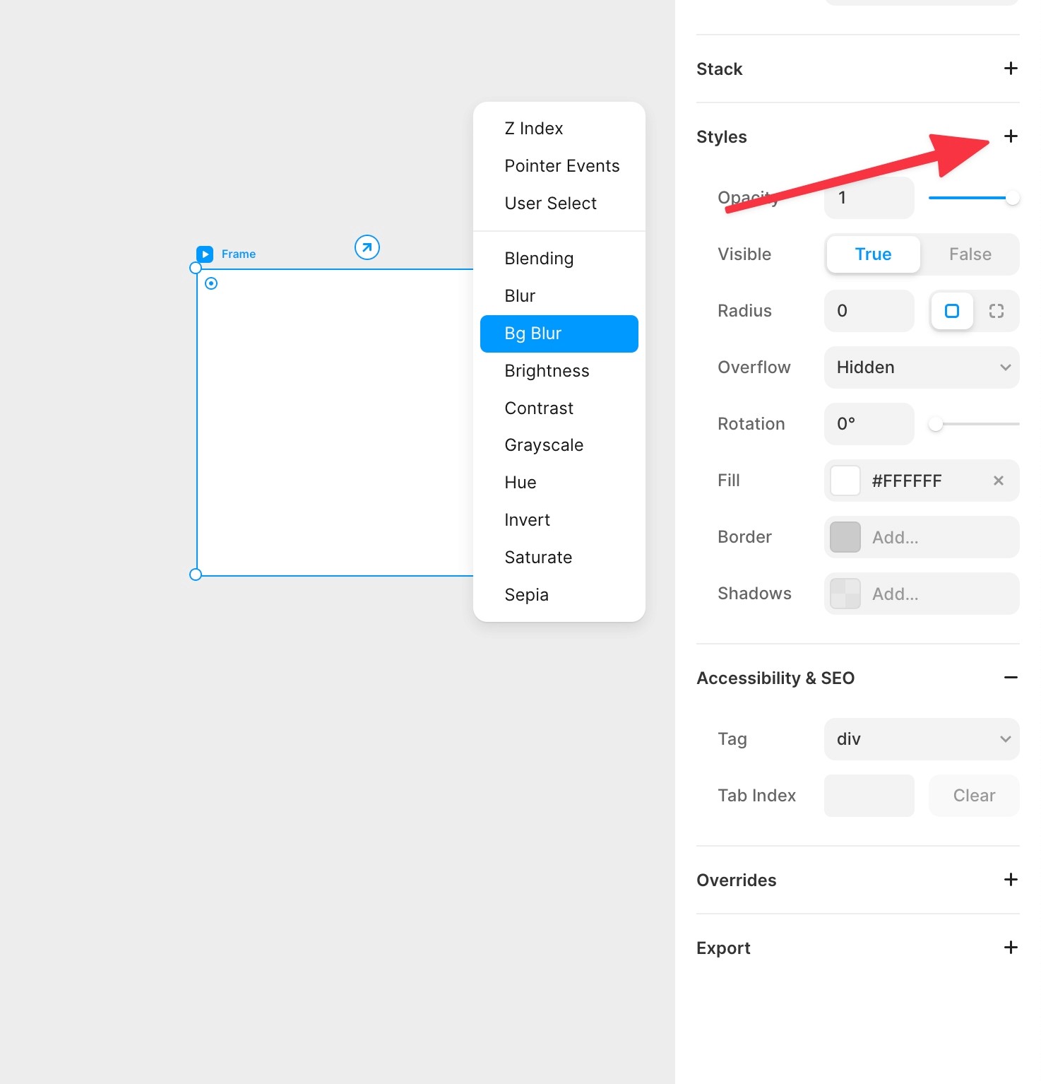 Framer Learn: How to use background blur