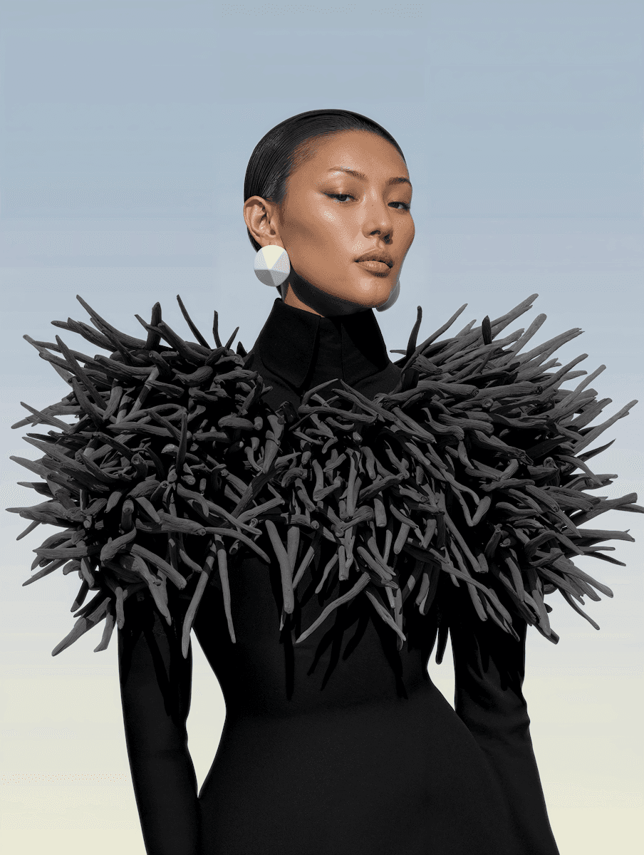 A woman wearing dark clothes