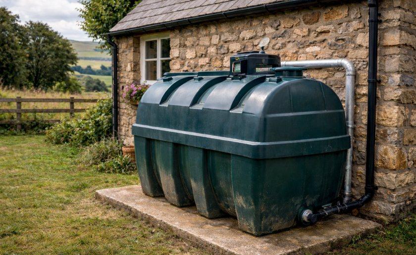 Oil boiler being replaced with an air source heat pump outside a rural UK property eligible for the £9,000 Boiler Upgrade Scheme grant from July 2026