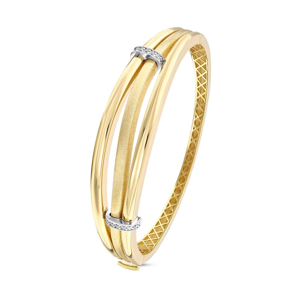 Assos Pırlanta 14 Ayar Altın Özel Tasarım Kelepçe Bilezik Modeli