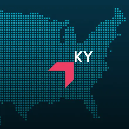 Map highlighting Kentucky with a red arrow, representing GIA Group, LLC truck insurance coverage area.