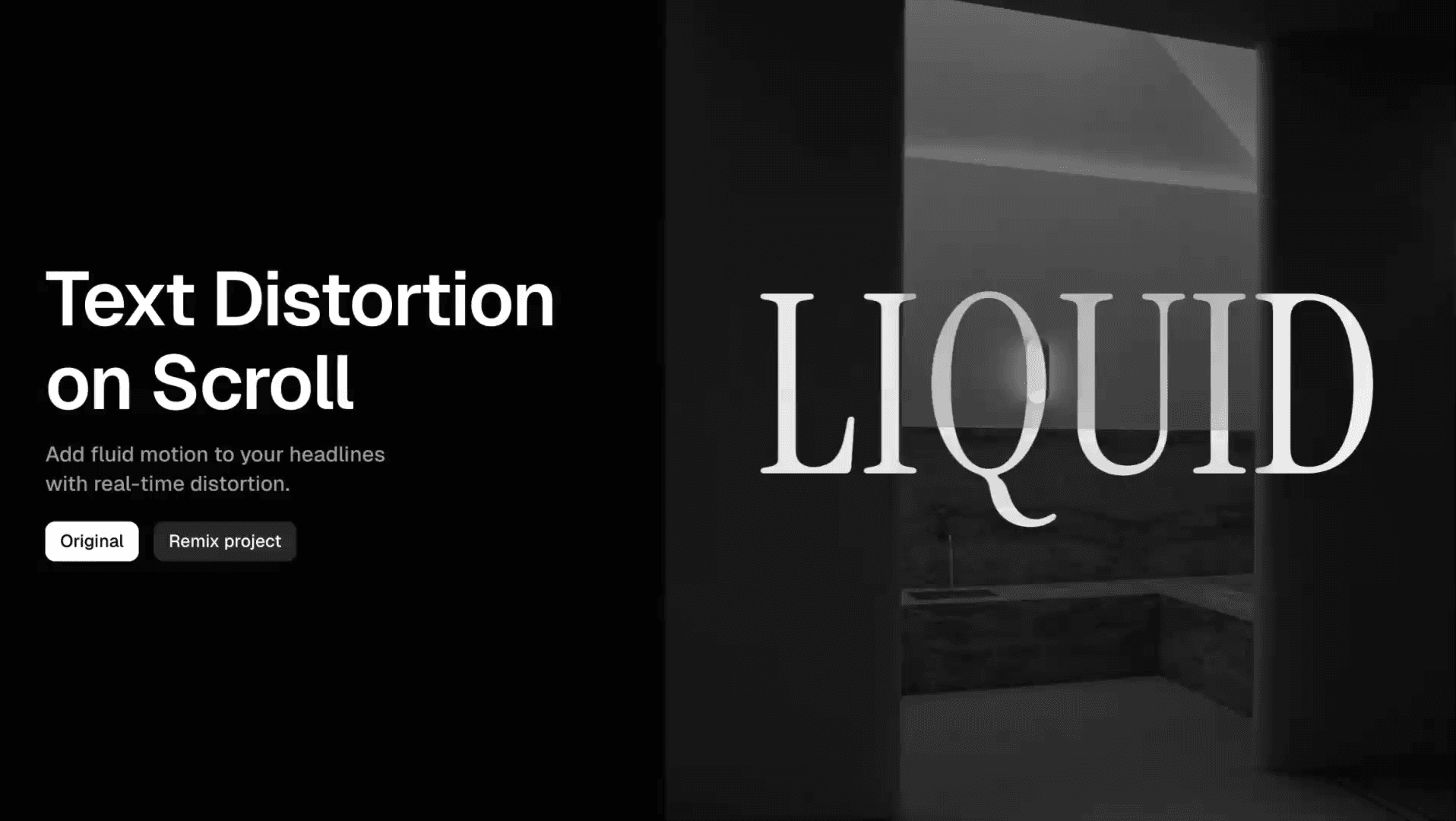 Framer text distortion on scroll effect demonstration