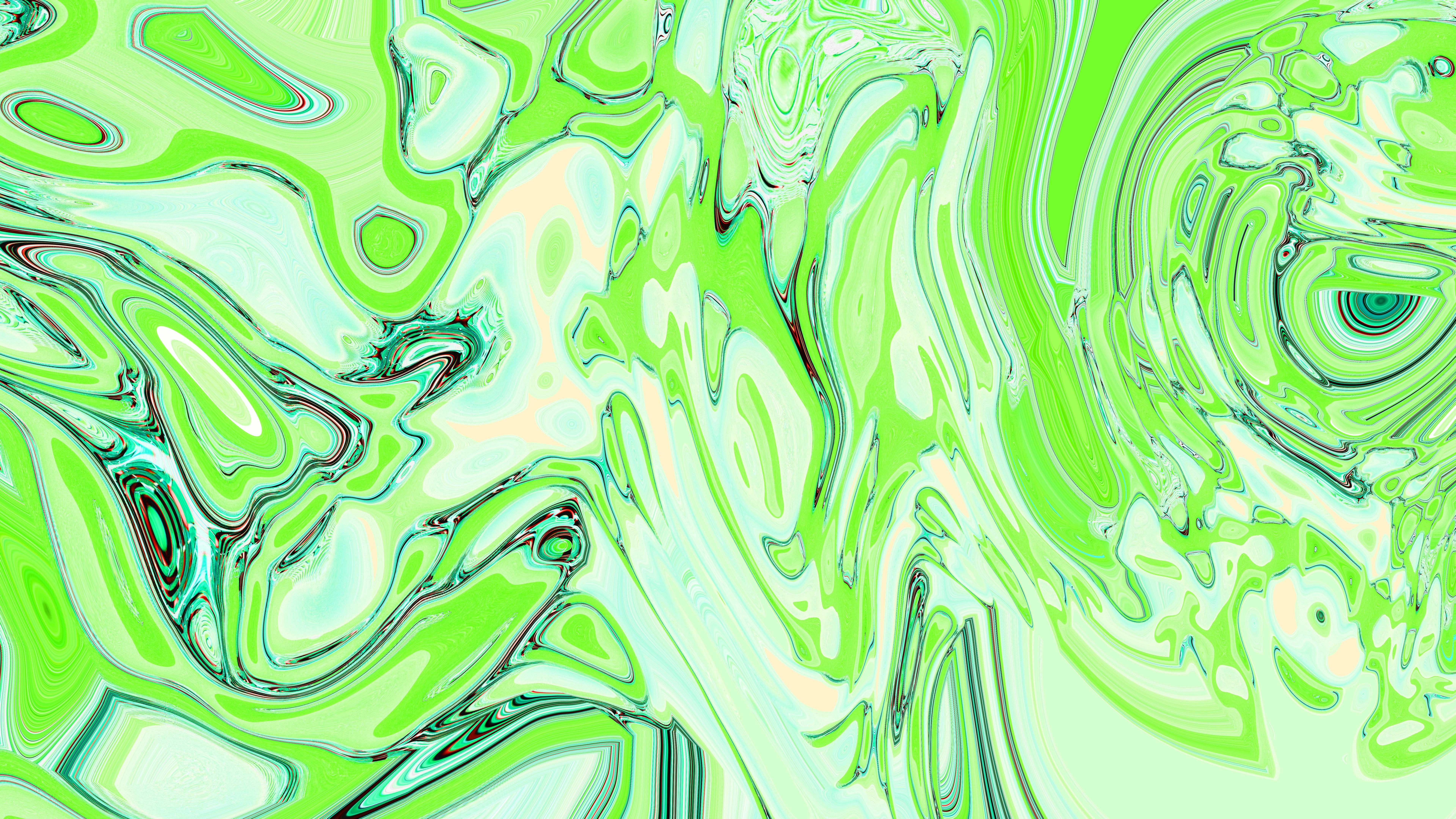 Abstract art with swirling shades of green