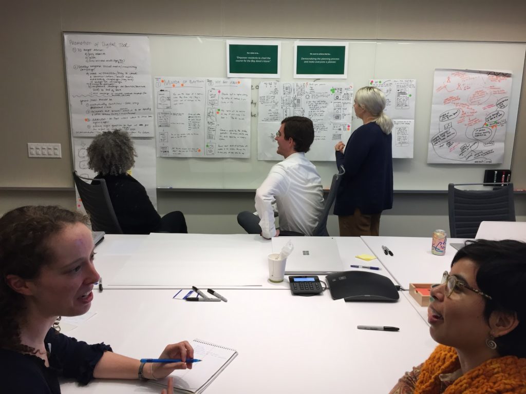 The team gathers to discuss favorite solutions