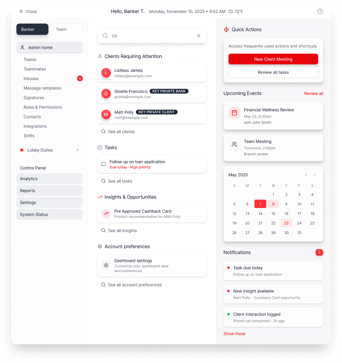 Account Summary Interface