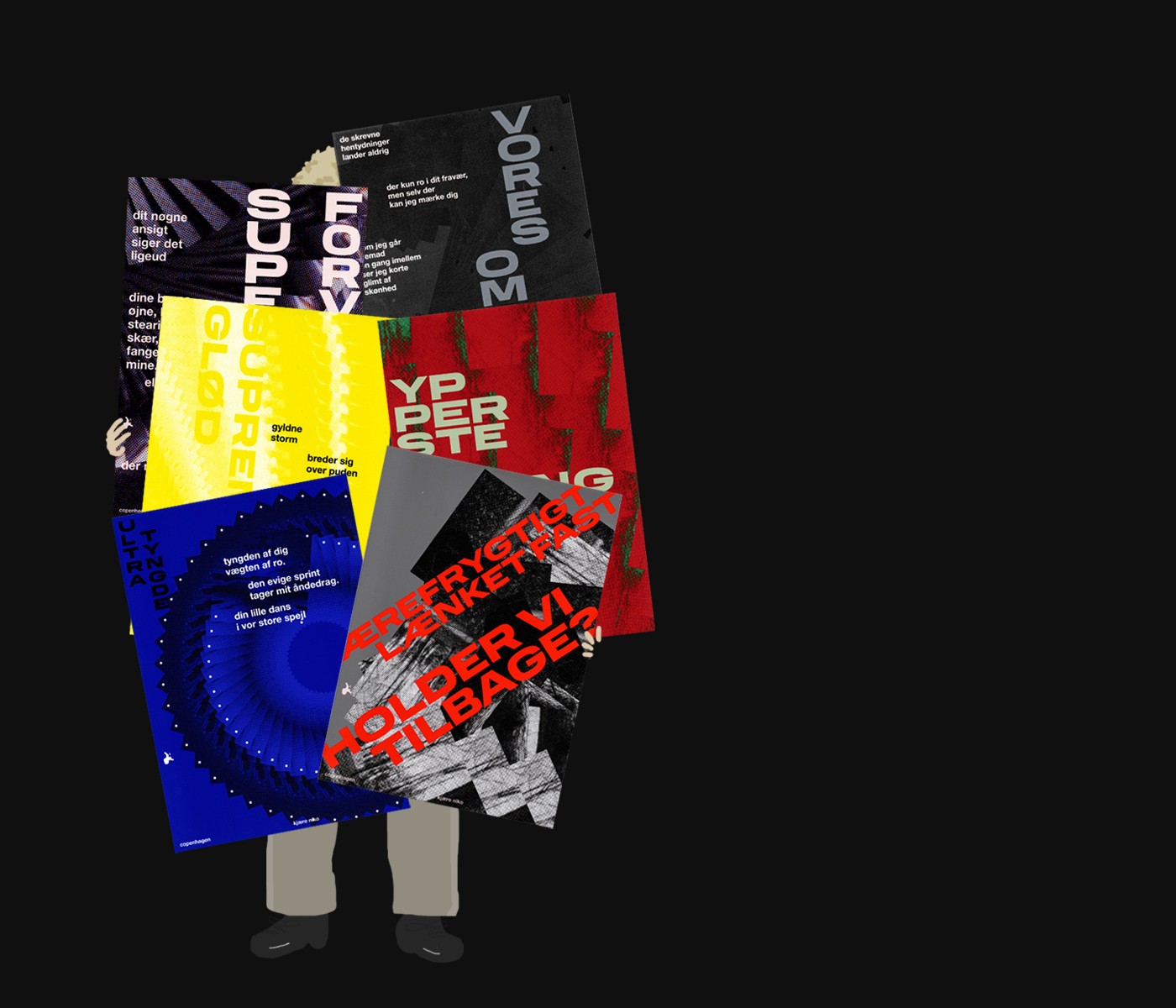 Ultra Lover poster series — compositional detail, self-written text