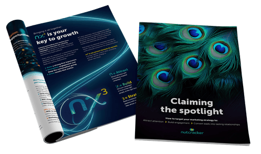 An image of the claiming the spotlight guide front cover and the page talking about NX3 the key to growth