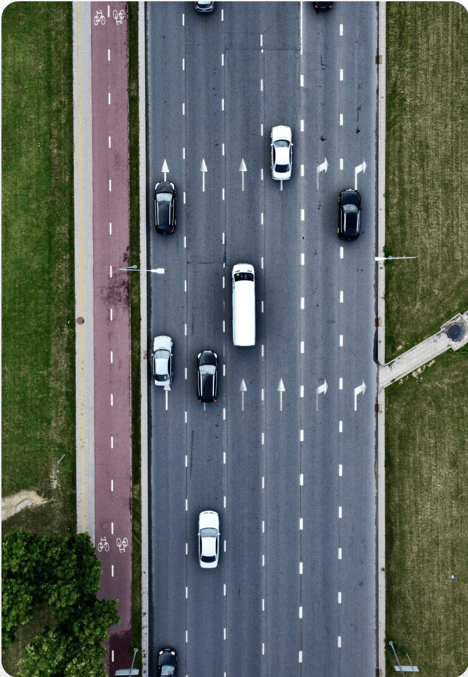 A motorway with moving cars.