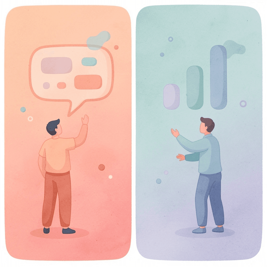 Split scene illustration showing two different business approaches - Futures Prop Firms