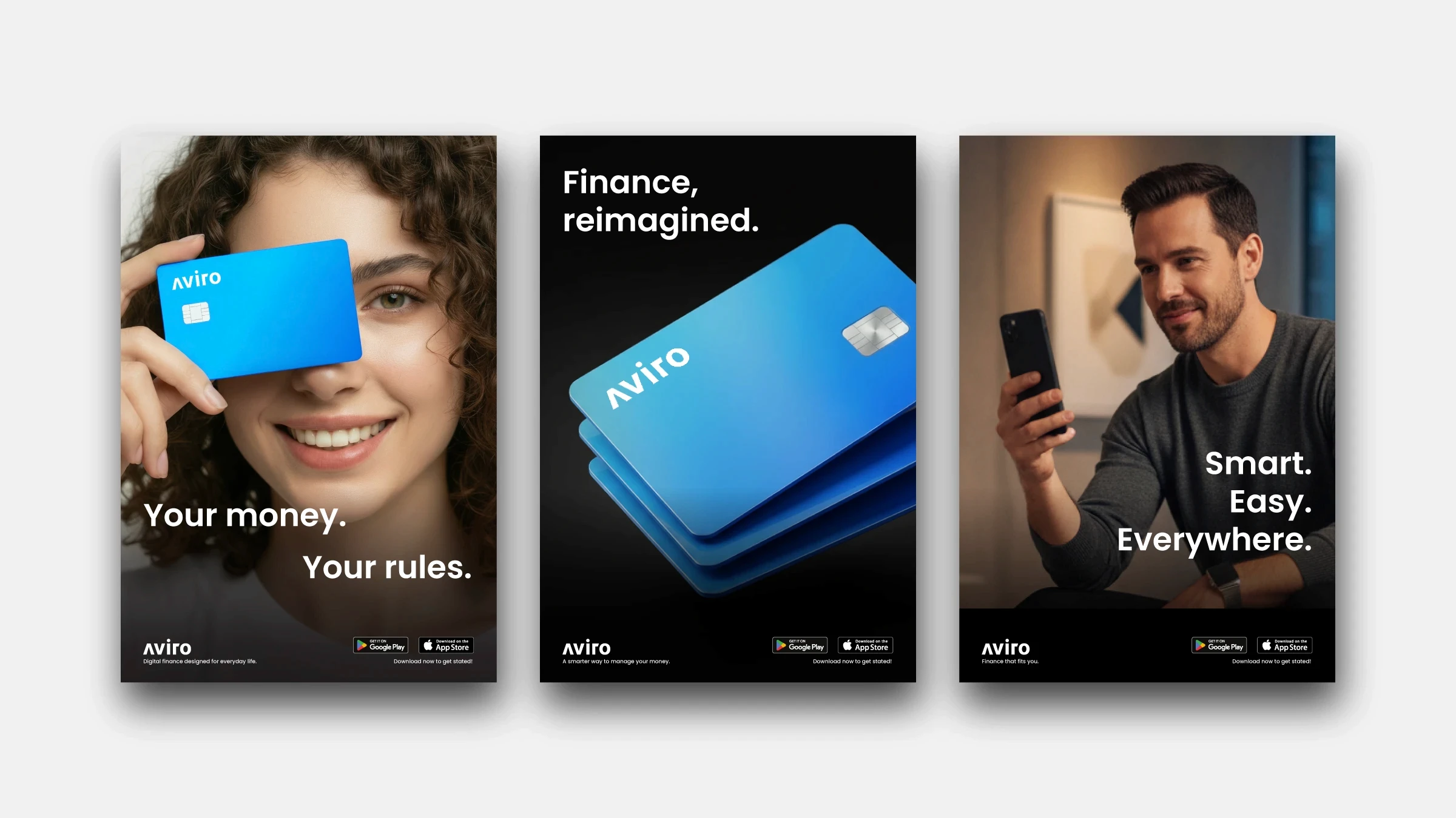 Bus stop print advertisement for Aviro fintech brand