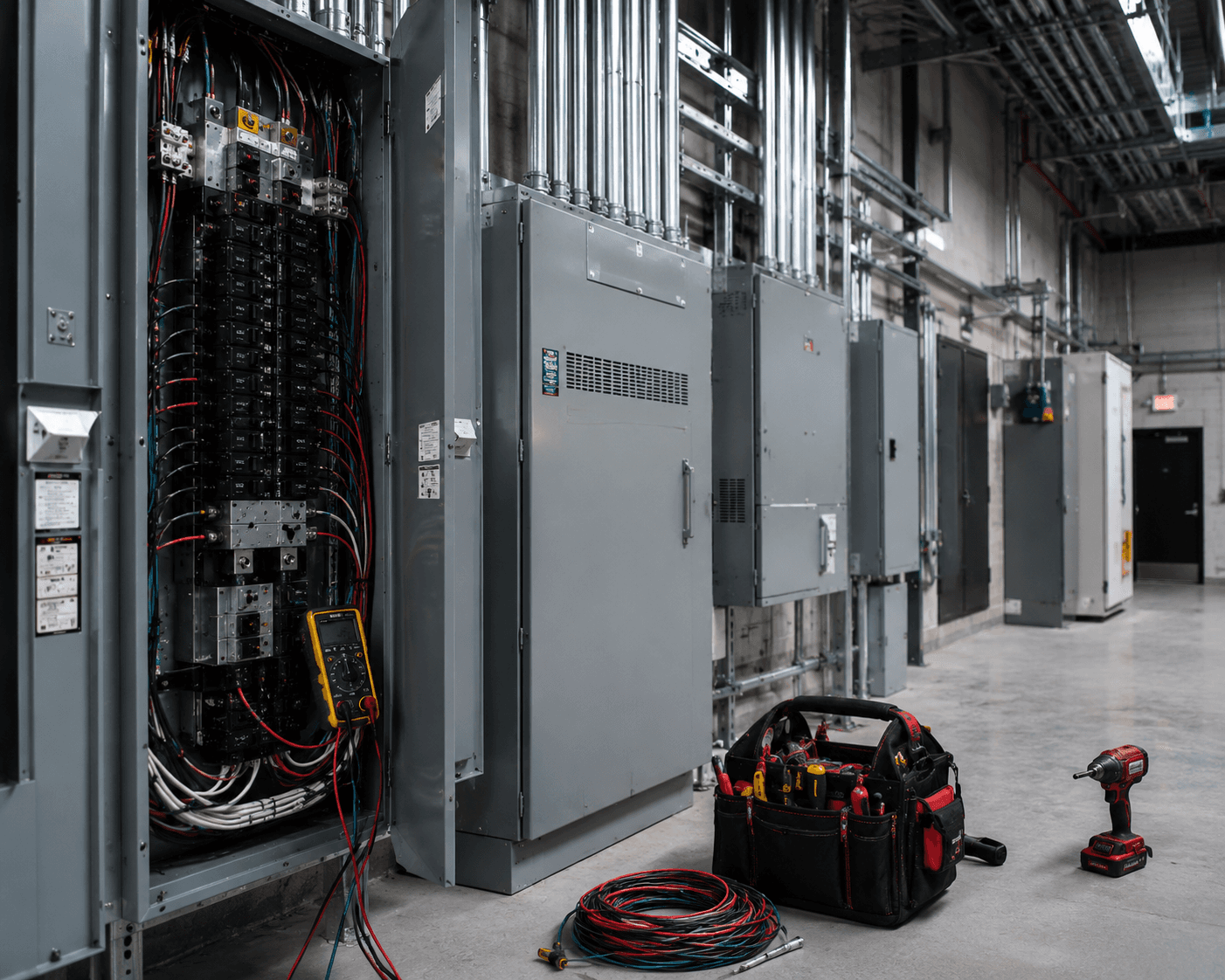 A commercial building in Clovis during an electrical maintenance service