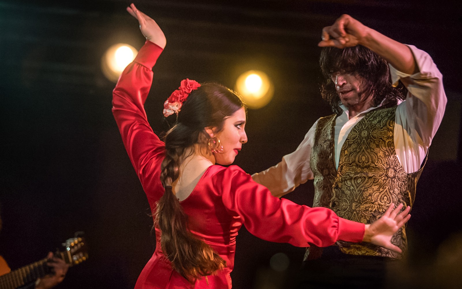 Flamenco dancers performing at Tablao flamenco Jardines de Zoraya, Granada.