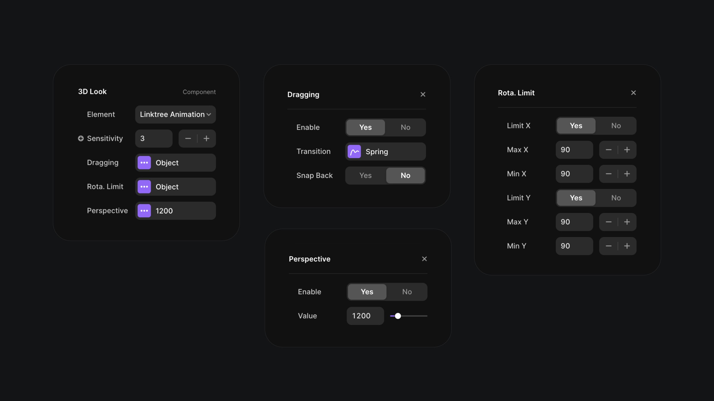 3D look component properties