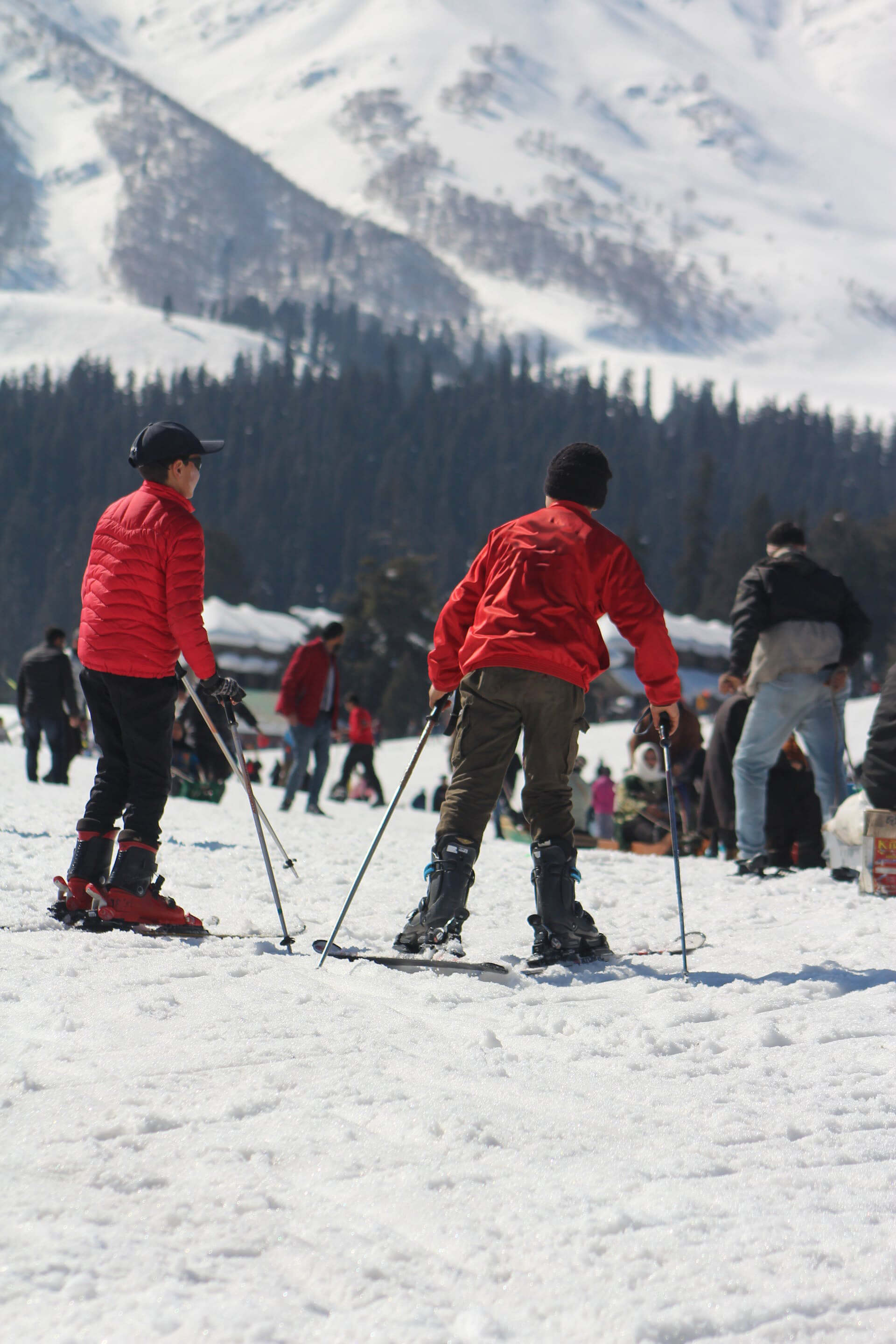 Group of kids skiing