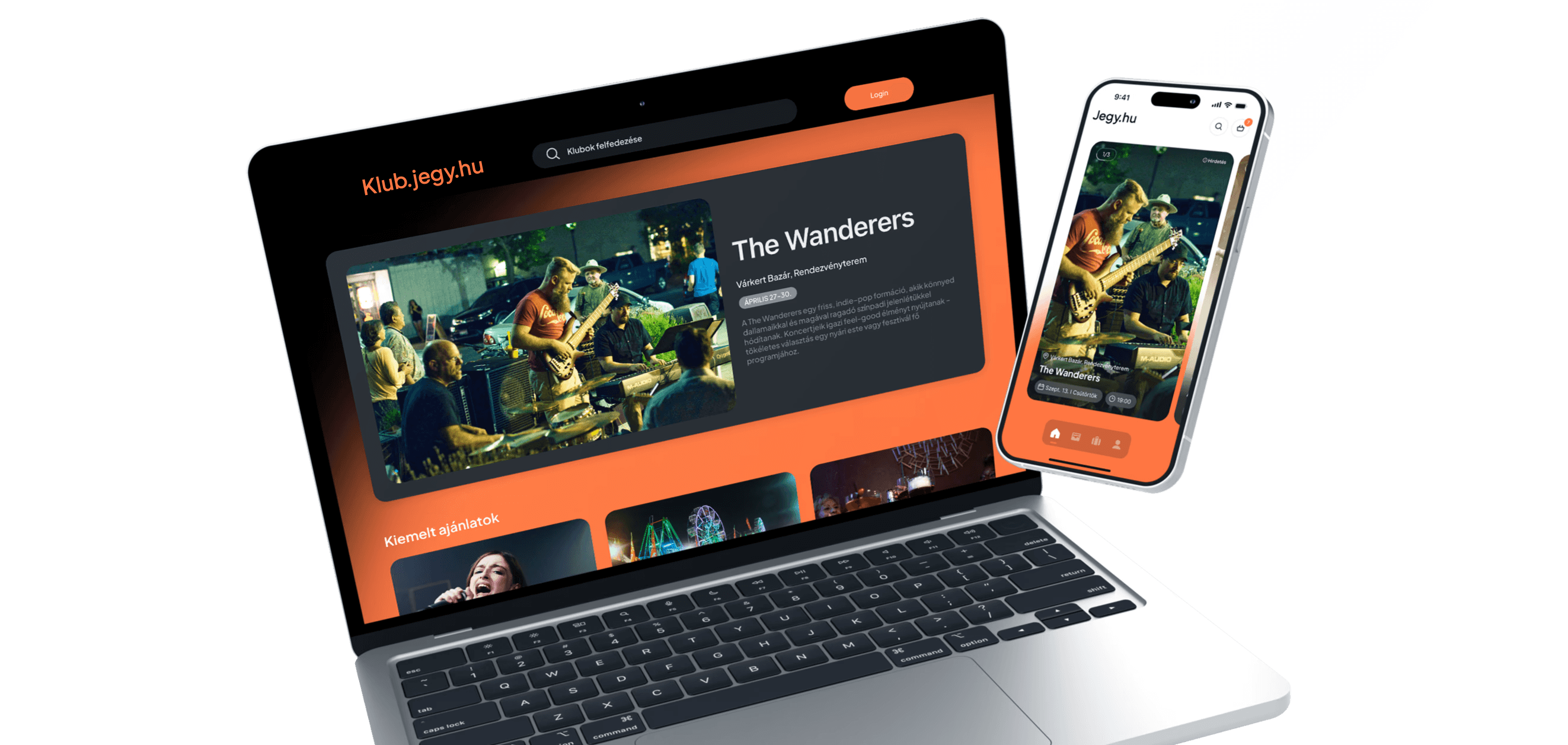 Fesztival.jegy.hu weboldal és fesztivál demo app mockup