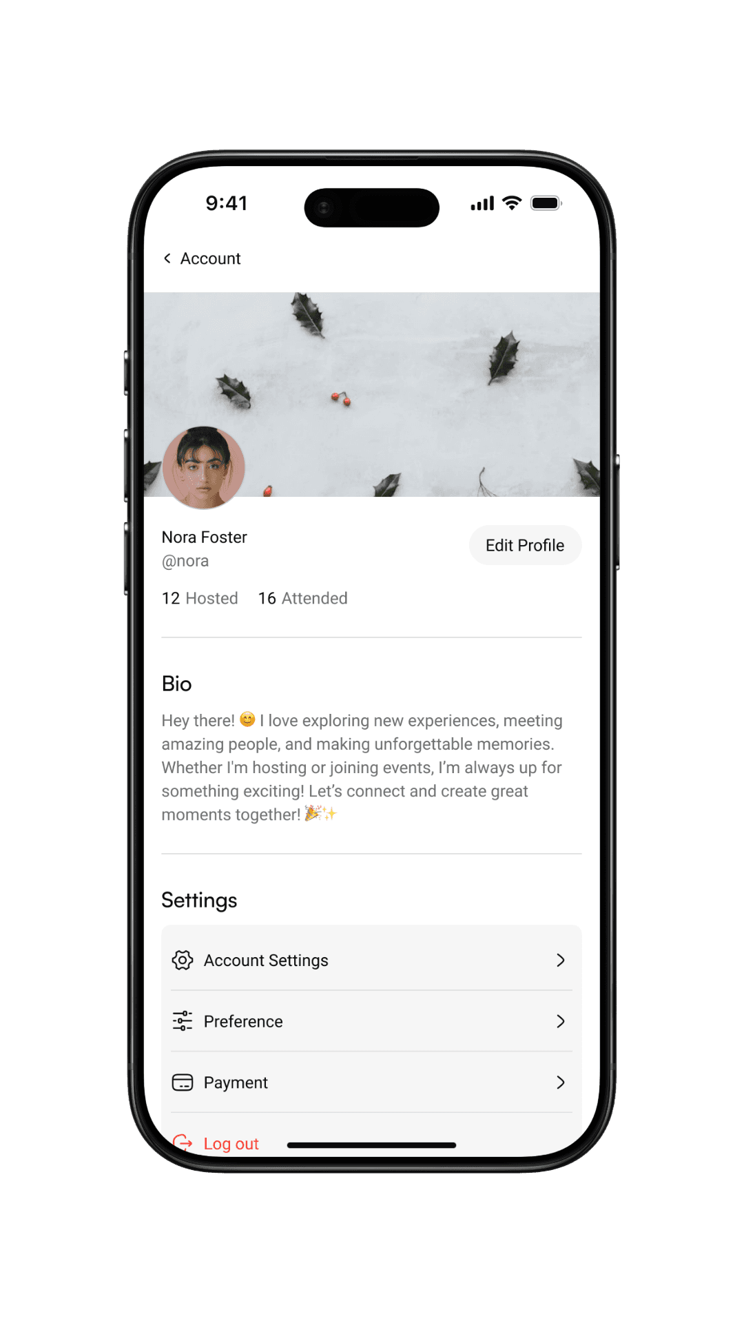 profile page mockup