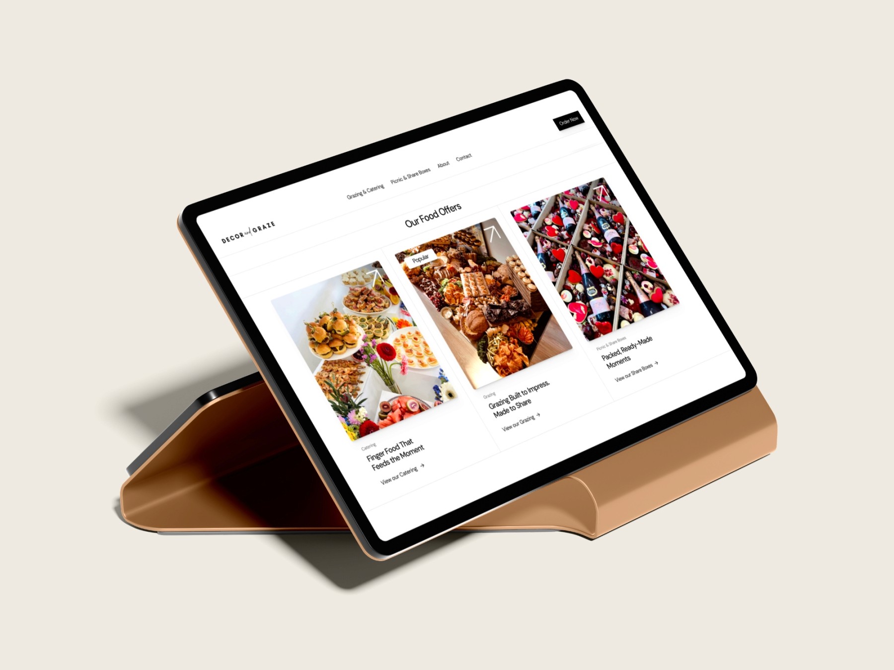 Decor and Graze Website with Catering Selection