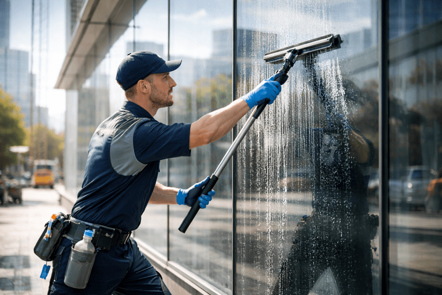 Modern living room with abstract art, beige sectional sofa, indoor plants, and large windows.