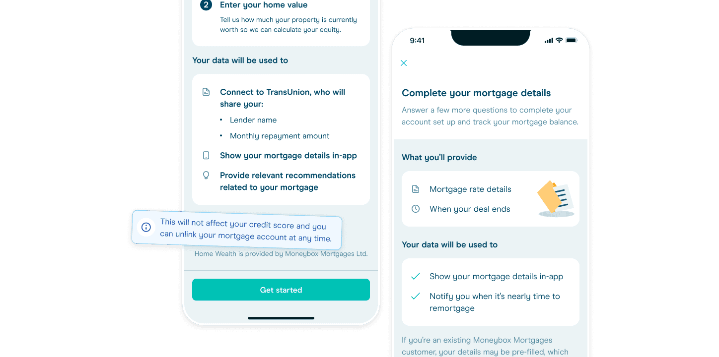 Screenshot showing data disclosure screens