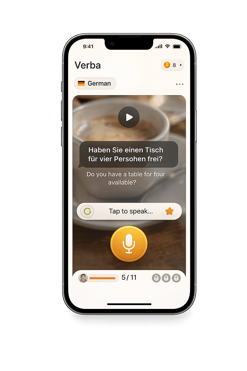 phone screen on verba app