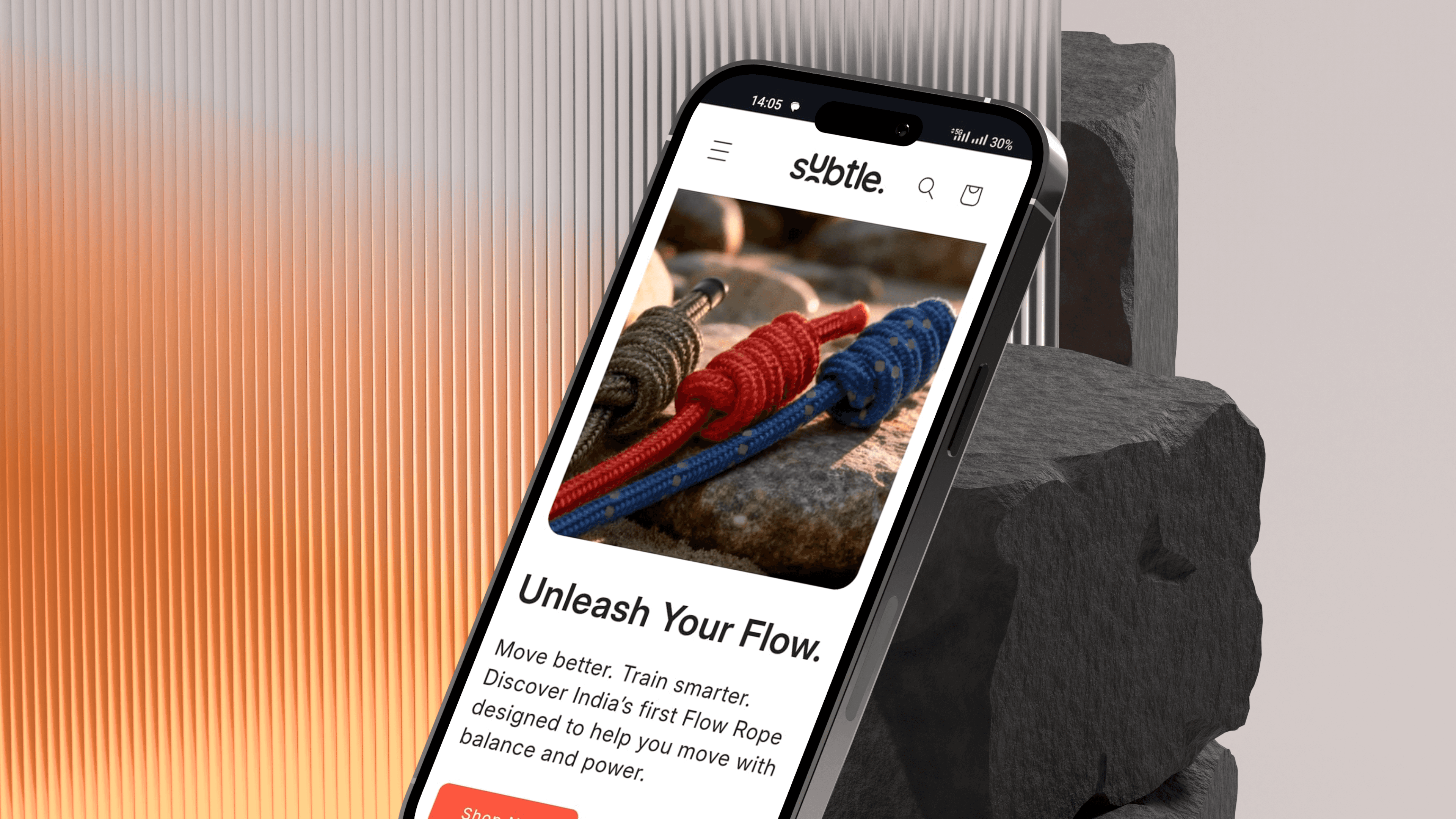 Mobile view of Subtle’s e-commerce website interface