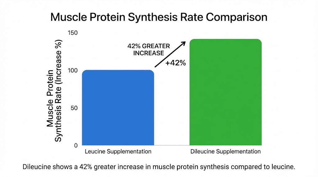 Dileucine vs leucine muscle protein synthesis research comparison chart