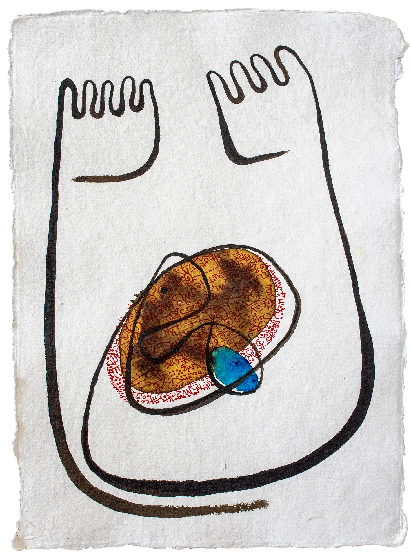 Hands Up
(2015). Acrylic, ink on paper.
12 in. × 15 in.