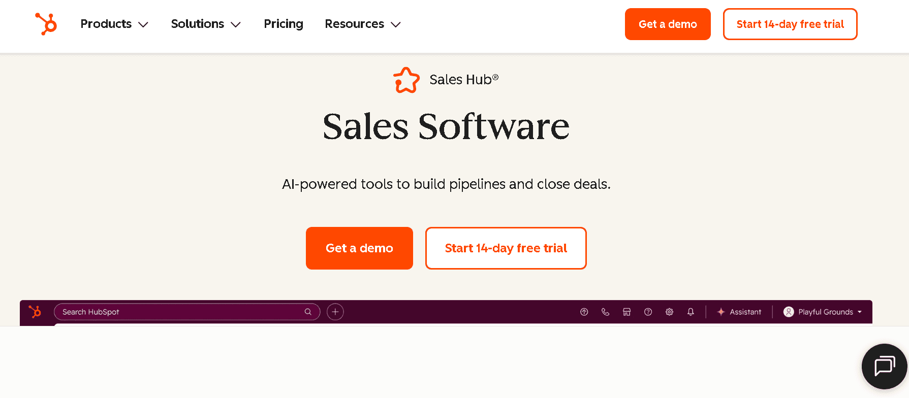 HubSpot Sales Hub home