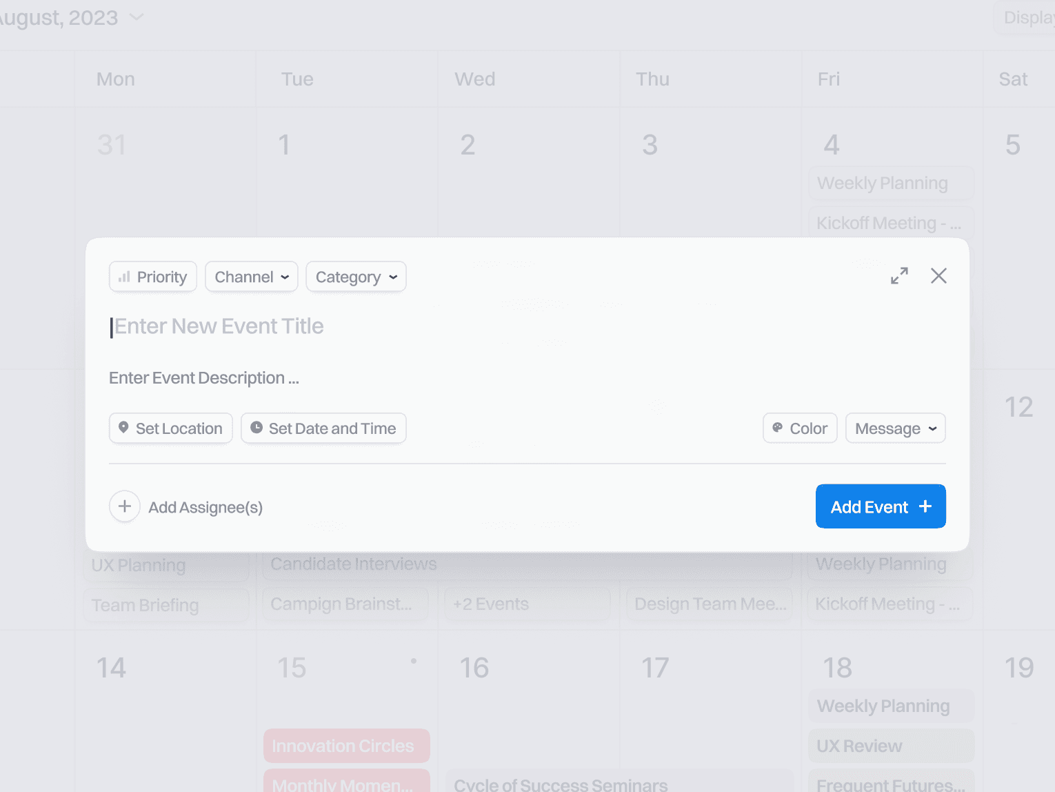 planbeacon event creation ui