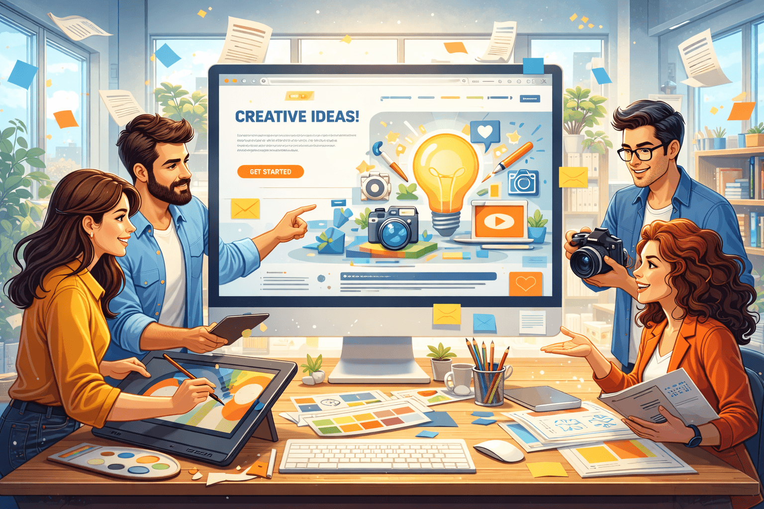 Swirling smoke in various colors including blue, orange, and purple.