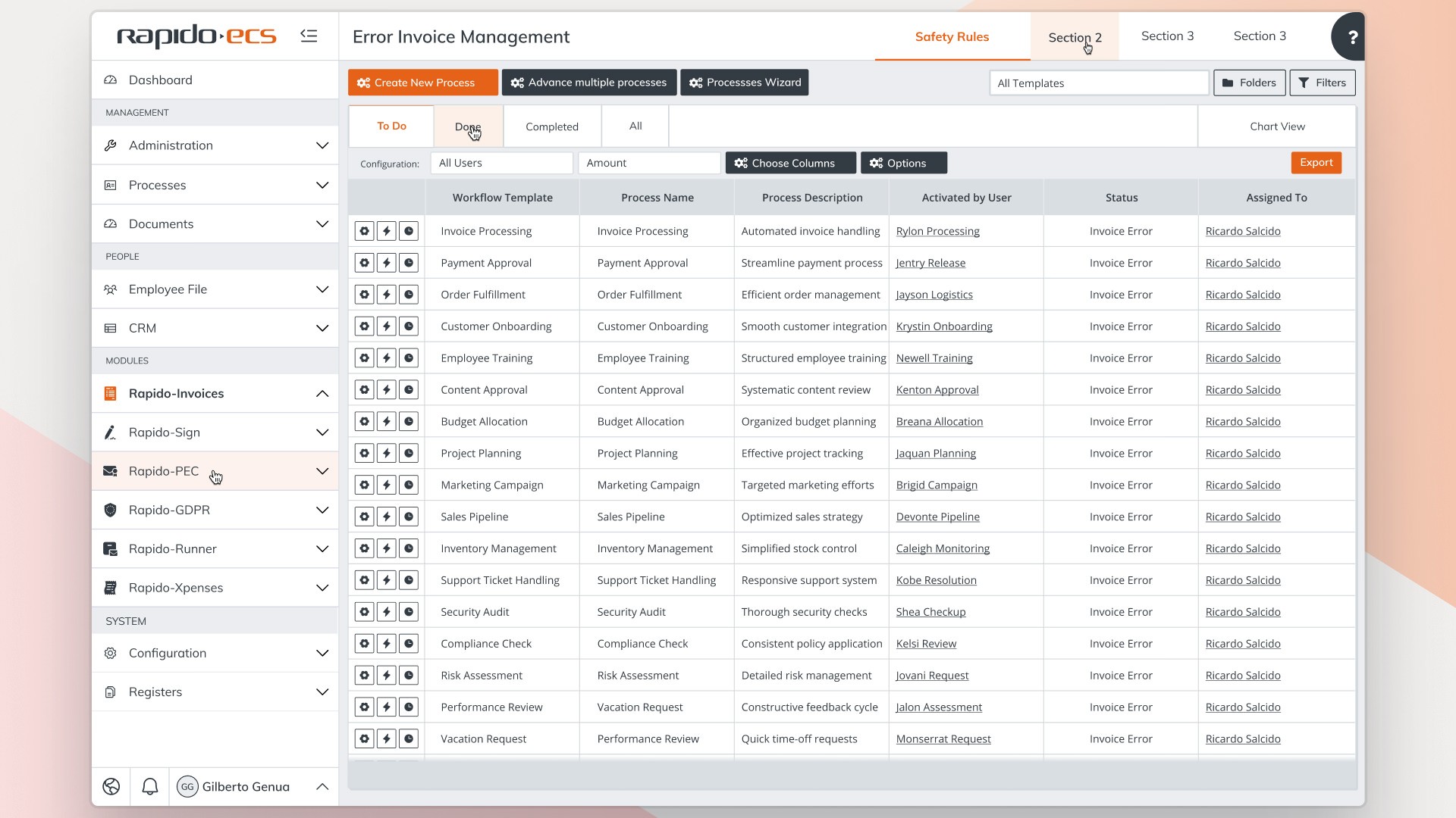 A screenshot of a spreadsheet or database interface displaying tabular data with various columns and rows.