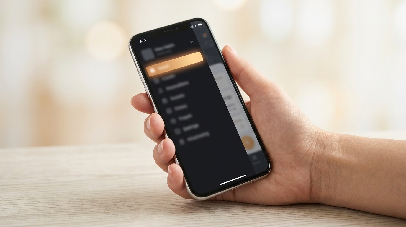 Mobile Website Navigation auf einem Smartphone mit übersichtlichem Menü