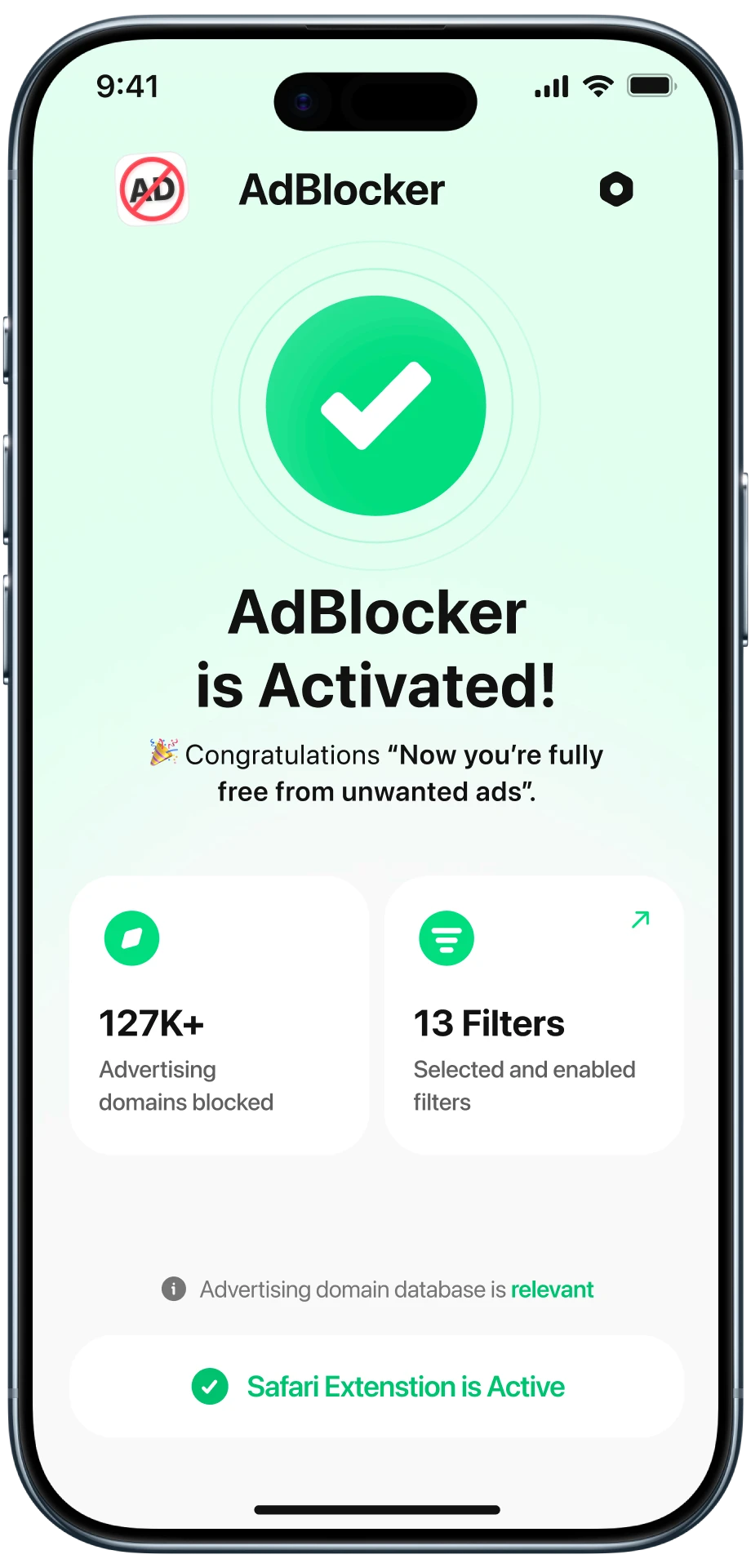 Screen Shot of Ad Blocker App