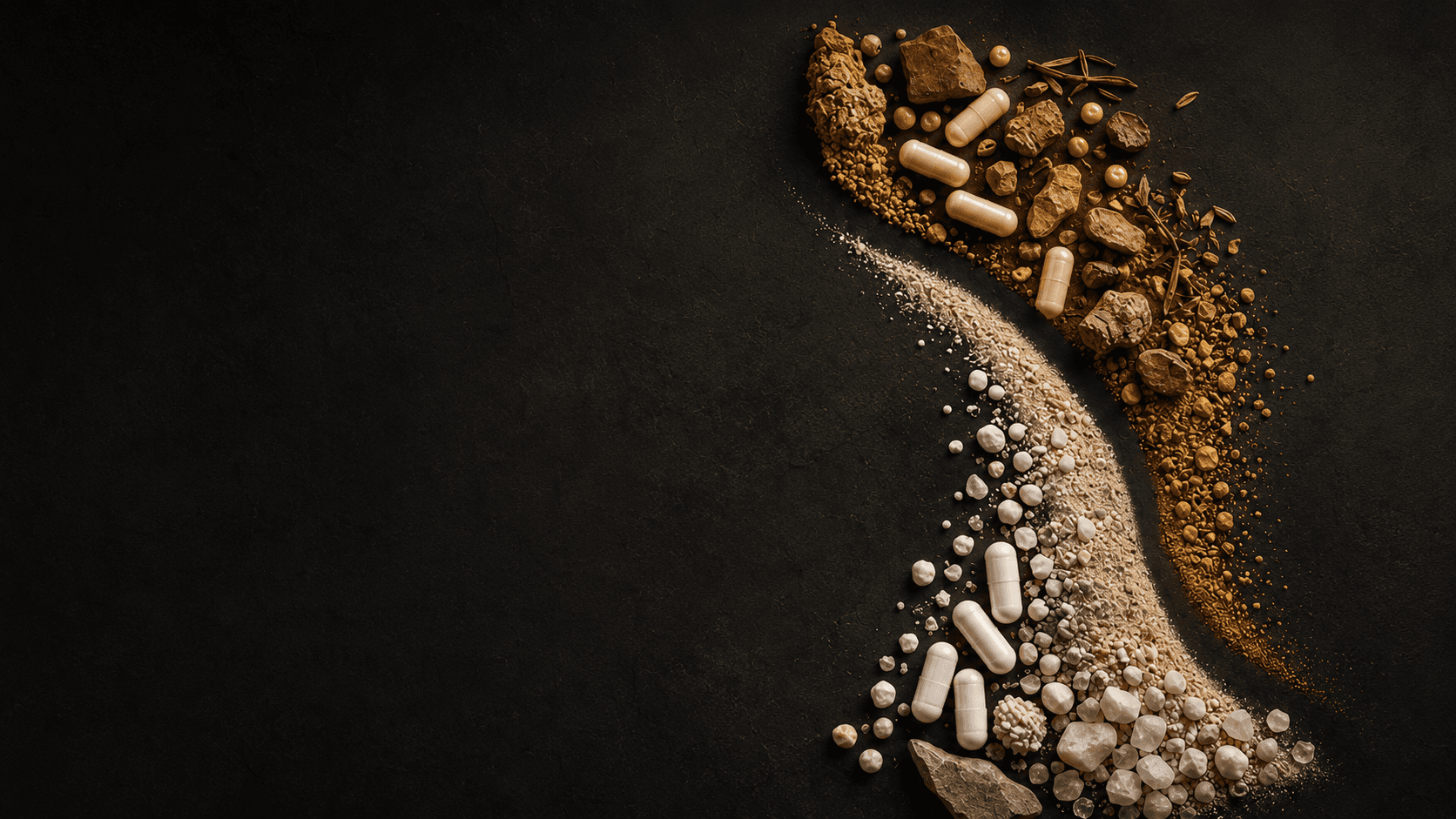 supplements on table with minerals
