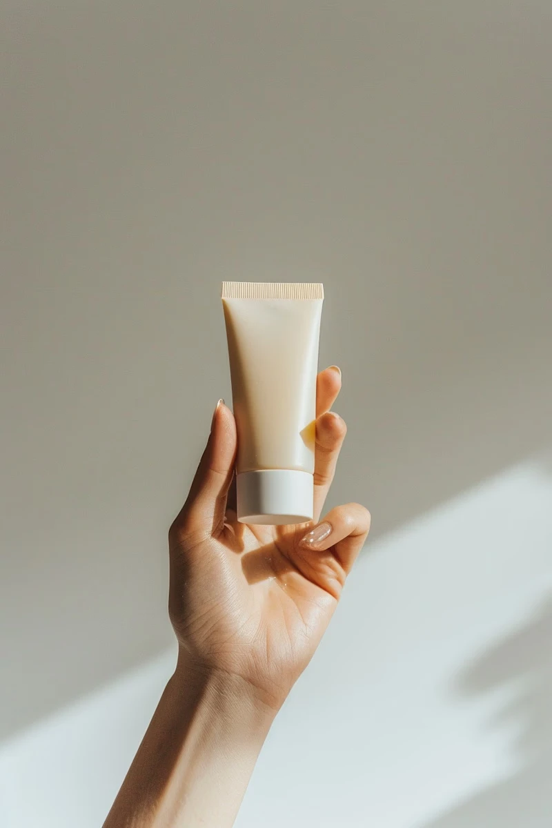 blue lotion bottle