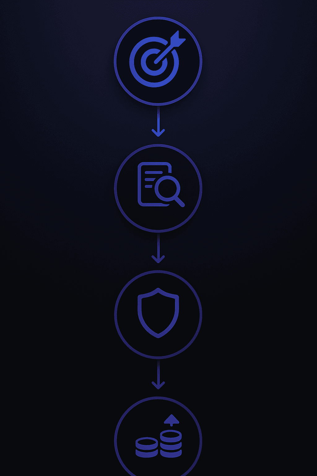 Five-step vertical flow diagram illustrating the decision process for choosing an AEO platform