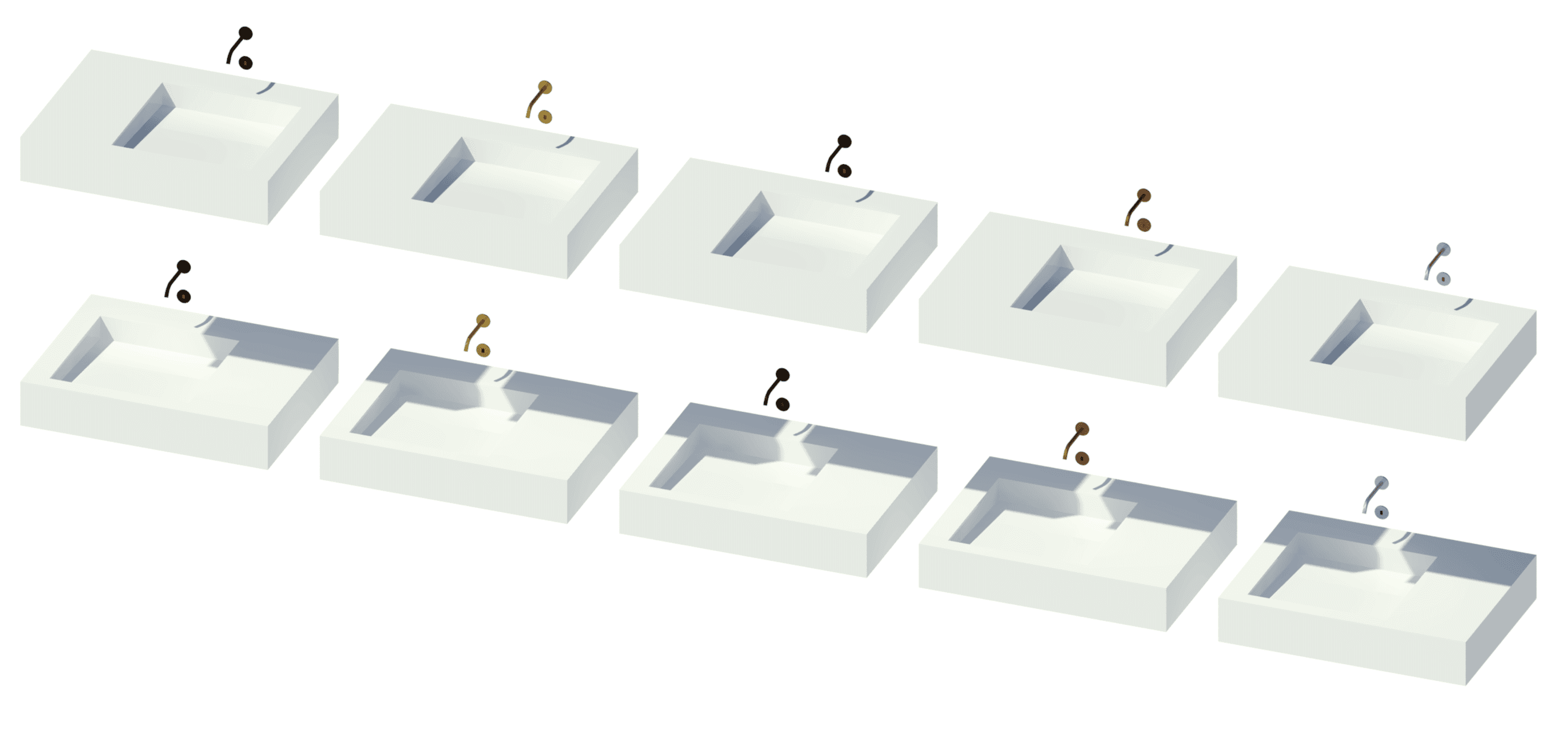 Monolith+ single wash hand basin family types.