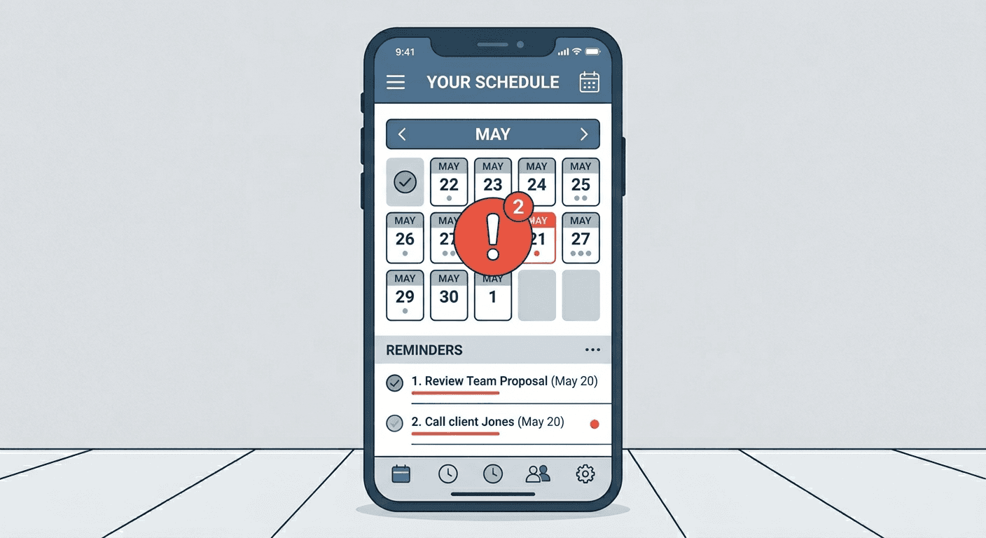 Vector illustration of missed follow-up reminders after a networking event