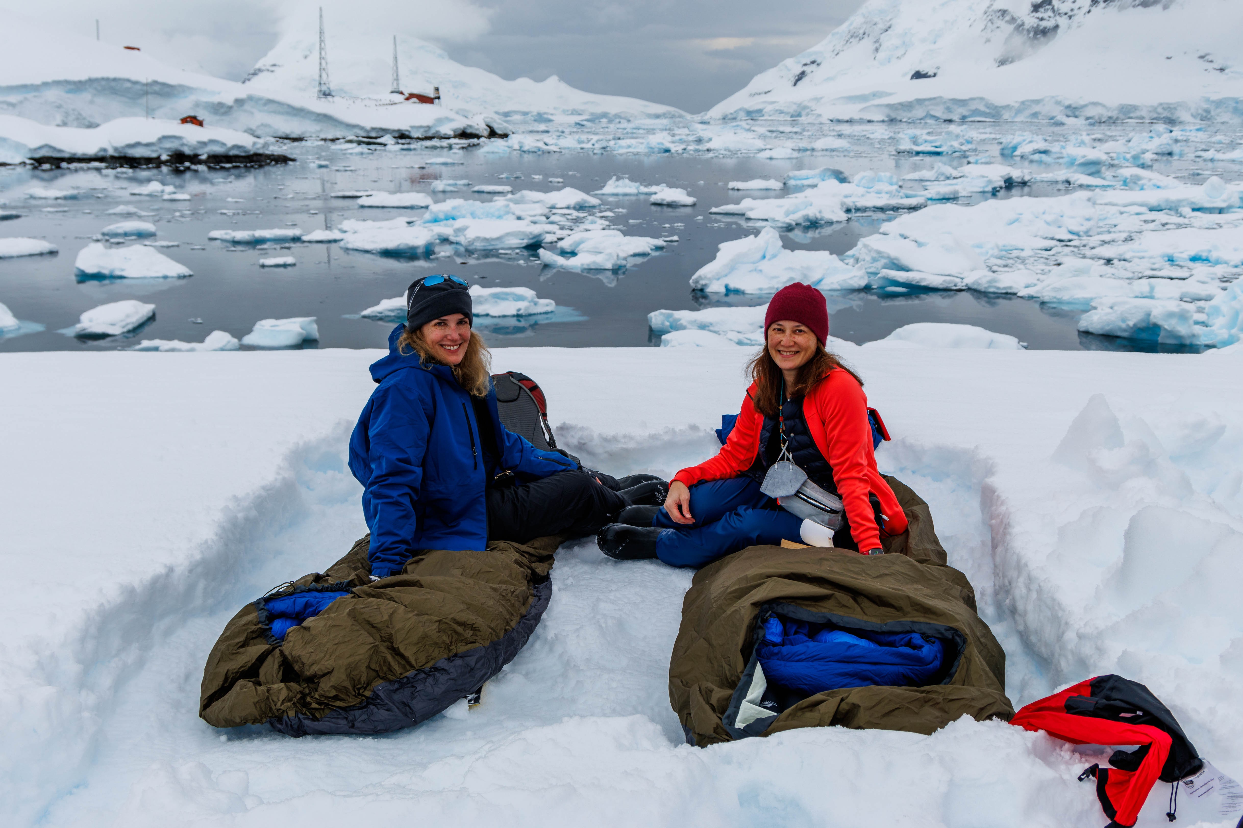 Sarah L in Antarctica camping