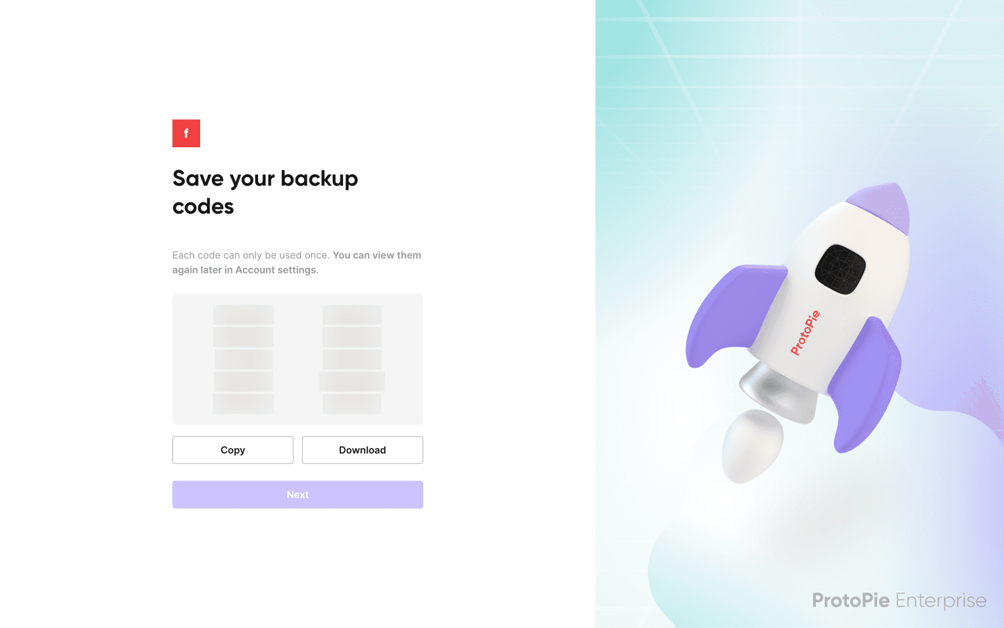 Save the 10 backup codes