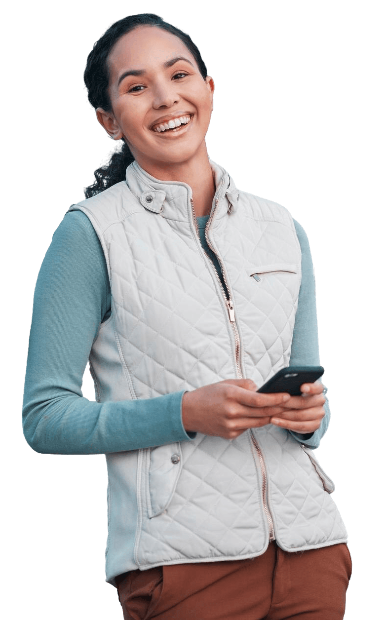 Cavalière tenant son portable