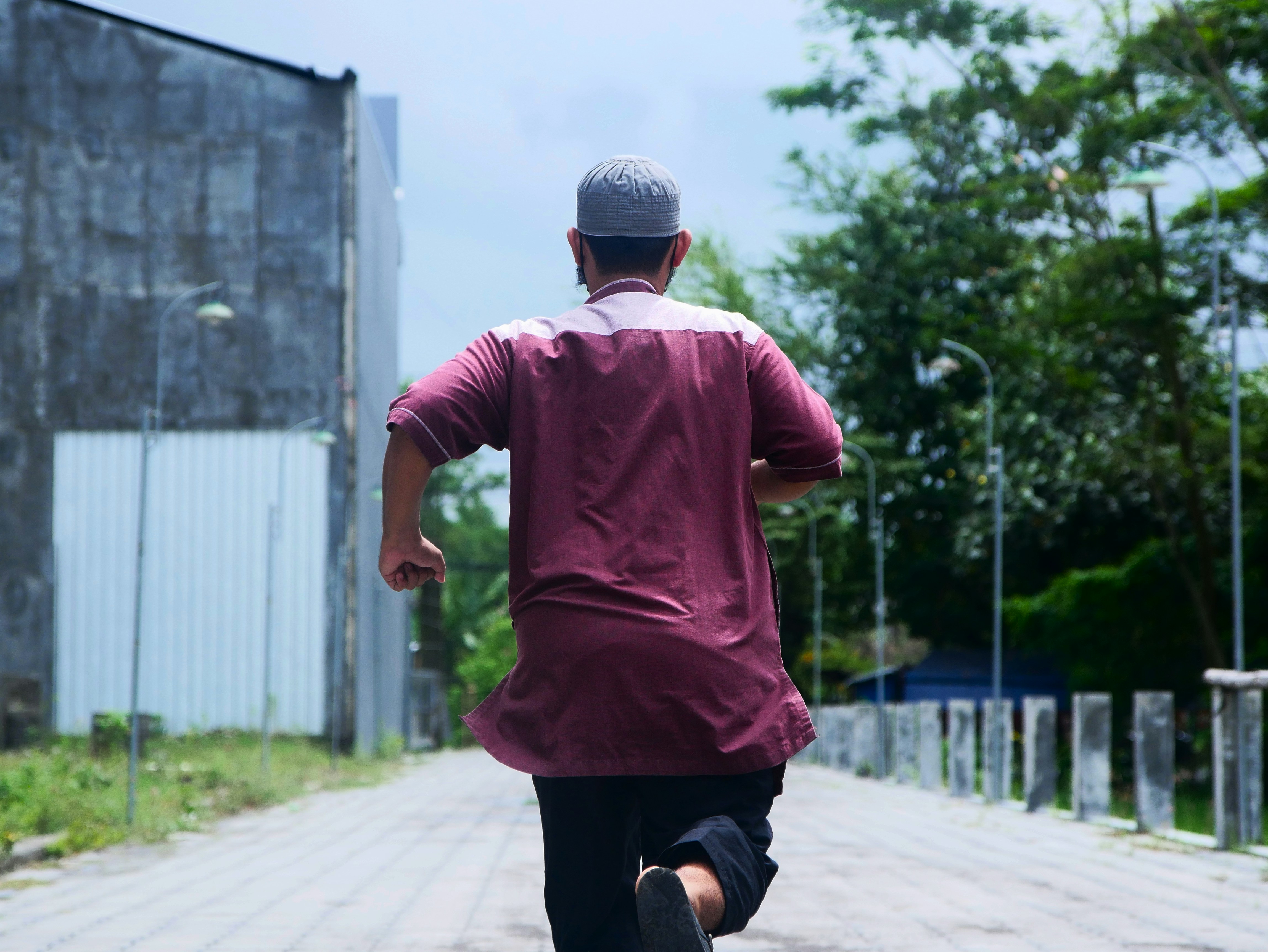 a person running on a road